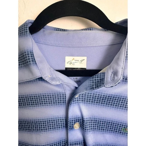 Greg Norman Blue Striped Performance Polo– Breathable & Stylish Sz L #0711 - Picture 4 of 5